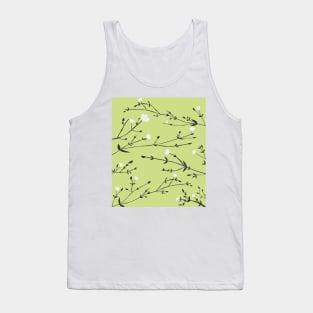 Branches Pattern in Olive Tank Top
